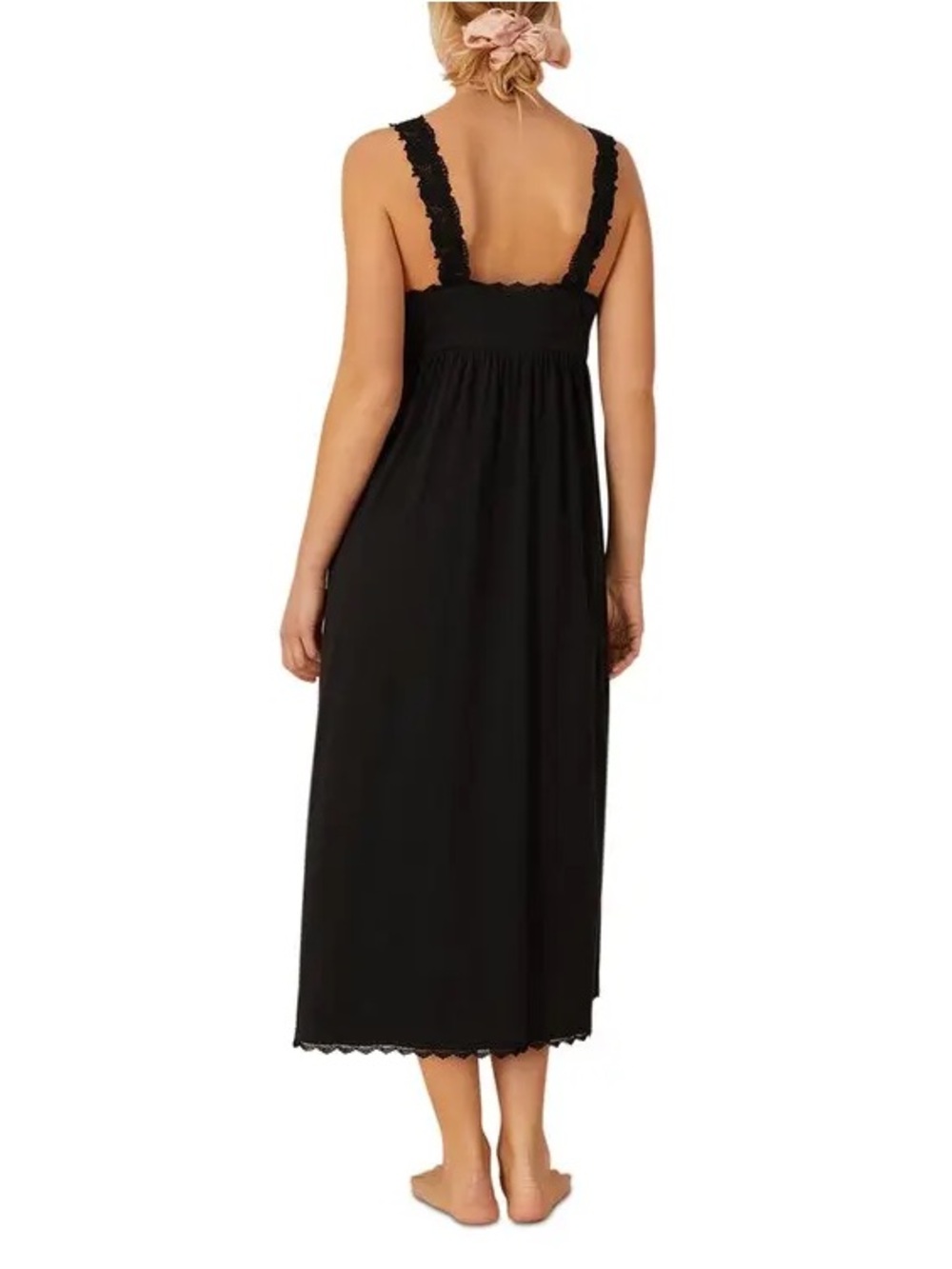 Eileen West Queen Anne’s Lace Black Cotton Nightgown Dress XL Lace 25345 - Picture 4 of 12